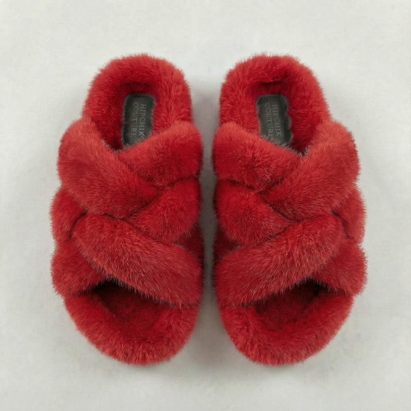 Mink Criss Cross Sandals Red