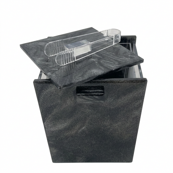 Acrylic Ice Bucket with Tongs – Marble Black