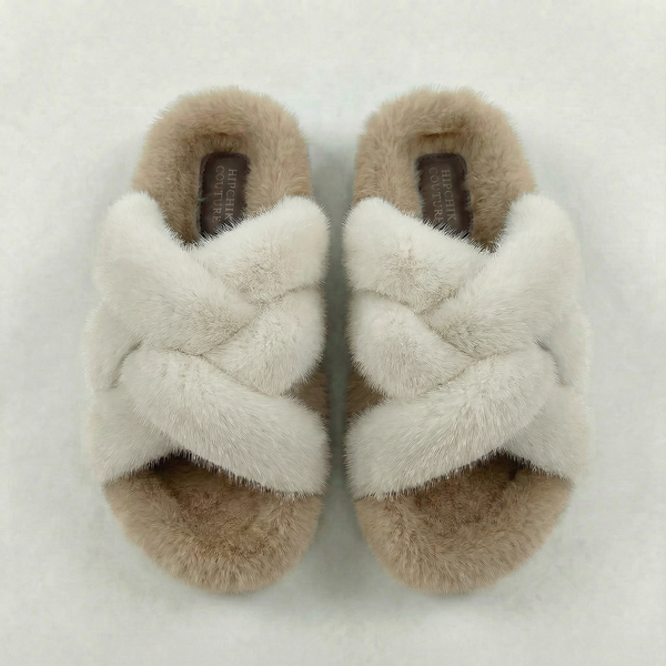 Mink Criss Cross Sandals Natural Off White