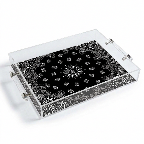Acrylic Tray with Metal Handles - Bandana Black