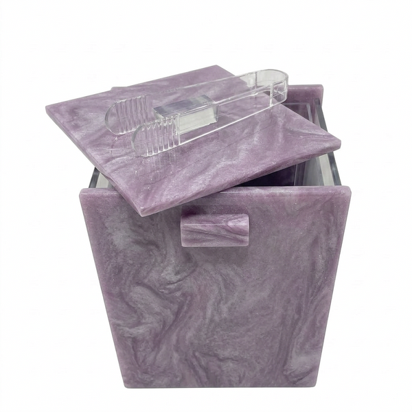Acrylic Ice Bucket with Tongs – Marble Lavender