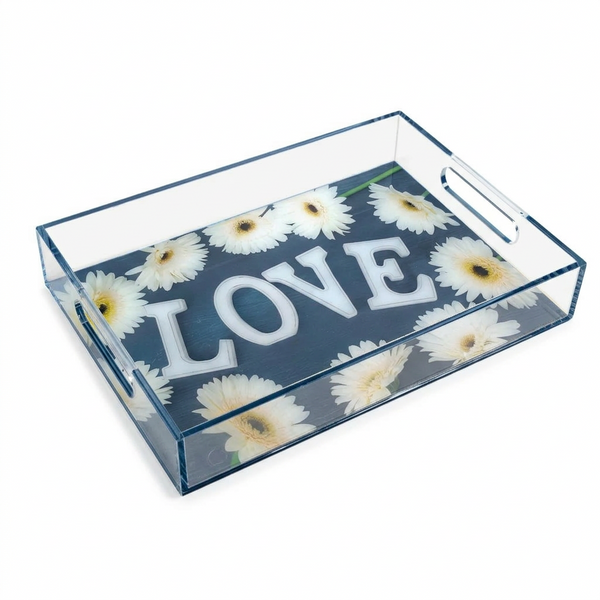 Acrylic Love and Daisies Tray