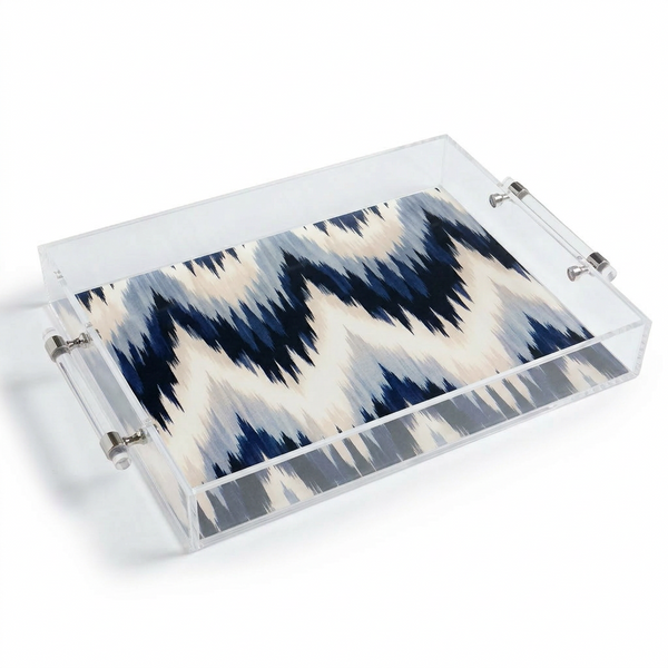 Blue Zig Zag Acrylic Tray with Handles