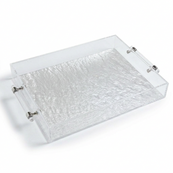 Acrylic Tray with Handles Marble