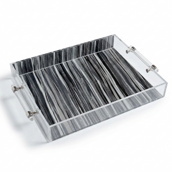 Acrylic Tray - Striped - Acrylic Handles