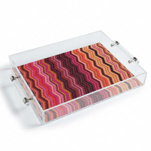 Acrylic Tray with Metal Handles - Zig Zag