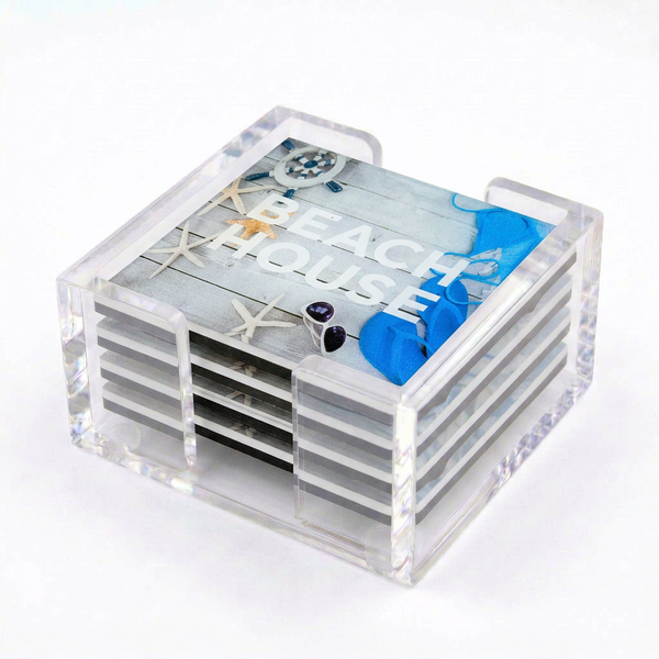 Acrylic Beach House Shells Coasters