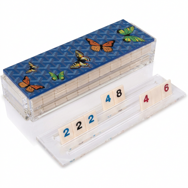 Acrylic Rummikub Blue Butterflies Game