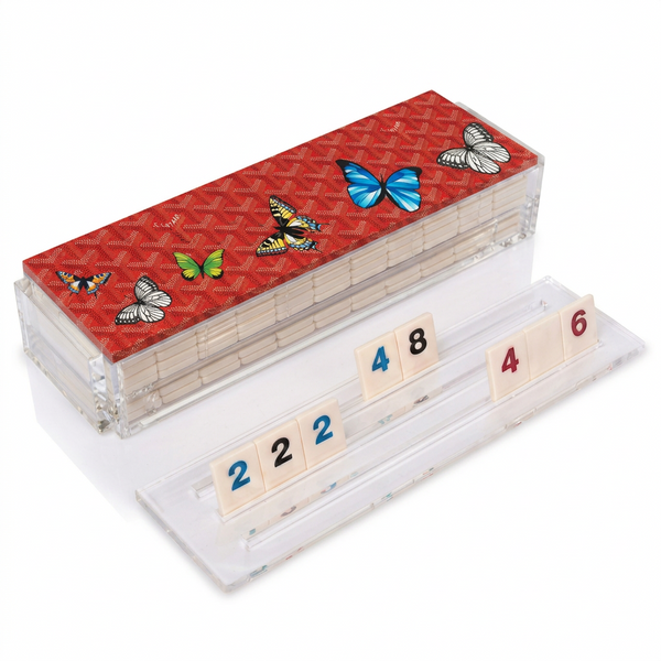 Acrylic Rummikub Orange Butterflies Game