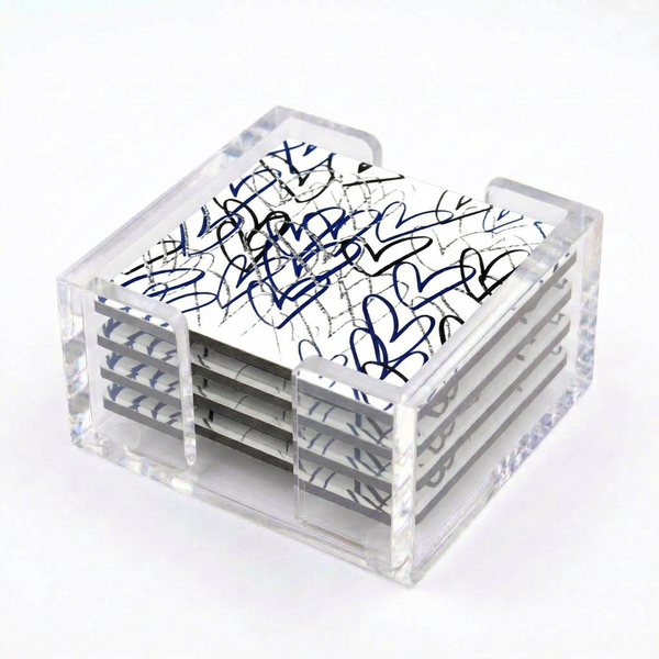 Acrylic Grafitti Hearts Coasters