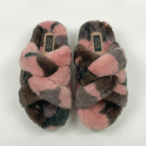 Mink Criss Cross Sandals Pink Camo