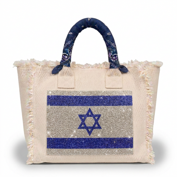 Israel Flag Canvas Fringe Bag