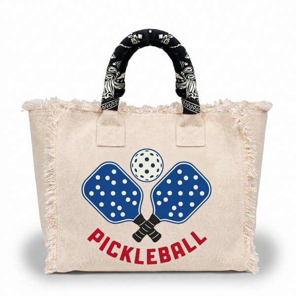 Pickle Ball Fringe Canvas Bag