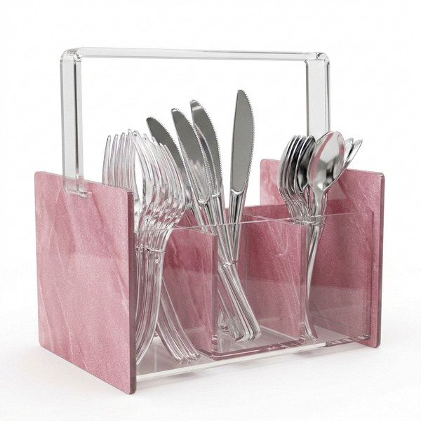 Acrylic Pink Silverware Caddy