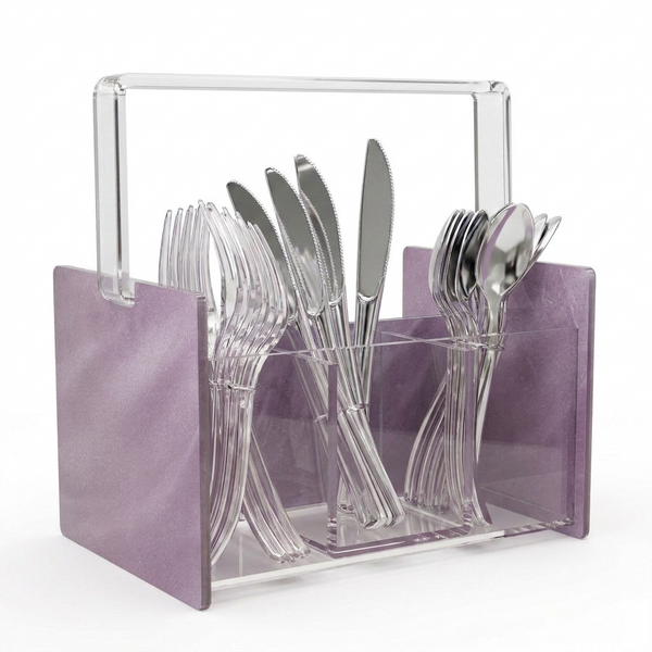 Acrylic Lavender Marble Silverware