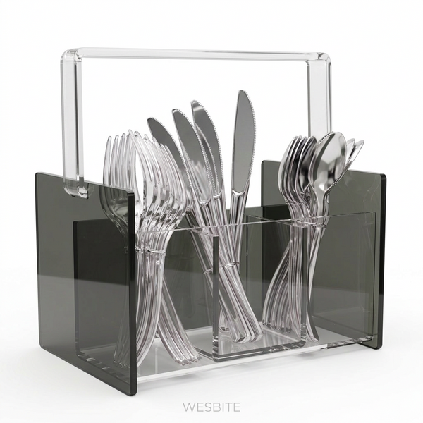 Acrylic See Through Black Silverware Caddy