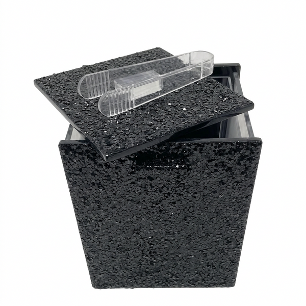 Acrylic Ice Bucket with Tongs – Glitter Black