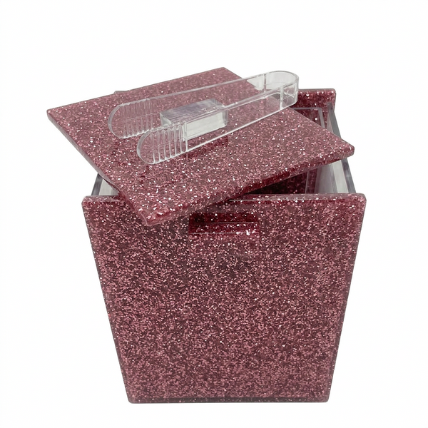 Acrylic Ice Bucket with Tongs – Glitter Pink