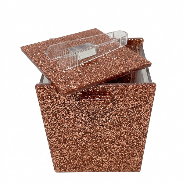 Acrylic Ice Bucket with Tongs – Glitter Rose Gold