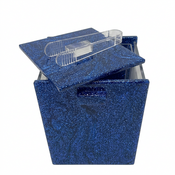 Acrylic Ice Bucket with Tongs – Glitter Dark Blue