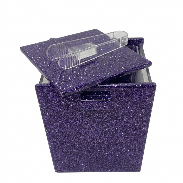 Acrylic Ice Bucket with Tongs – Glitter Purple