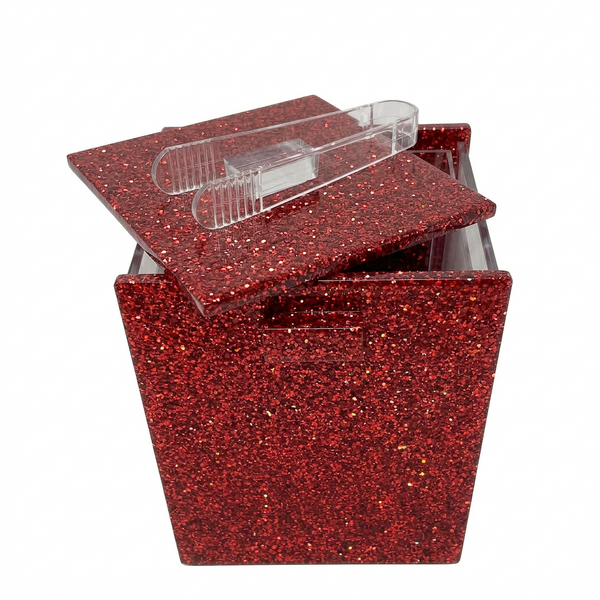 Acrylic Ice Bucket with Tongs – Glitter Red