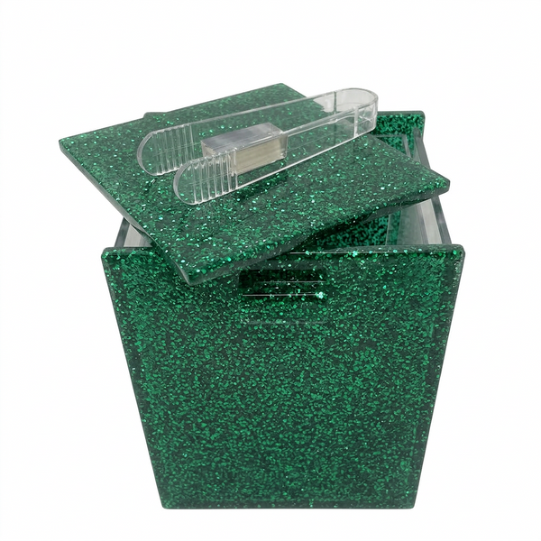 Acrylic Ice Bucket with Tongs – Glitter Green