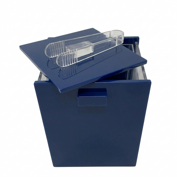 Acrylic Ice Bucket with Tongs – Dark Blue