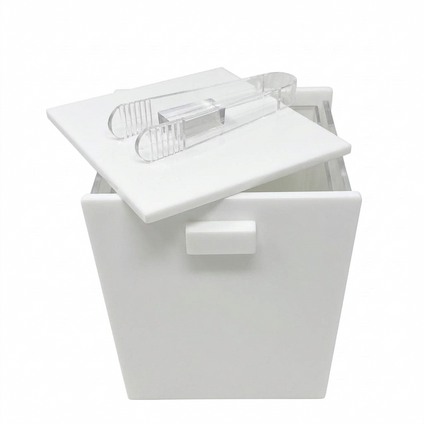 Acrylic Ice Bucket with Tongs – White