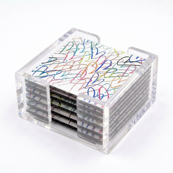 Acrylic Multi Hearts Coasters