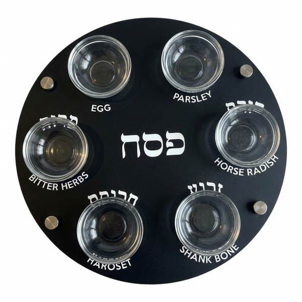 Acrylic Passover Seder Black Plate