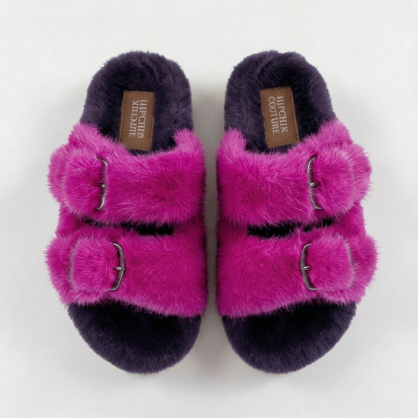 Mink Slide Sandals Shoes  - Purple Fuschia