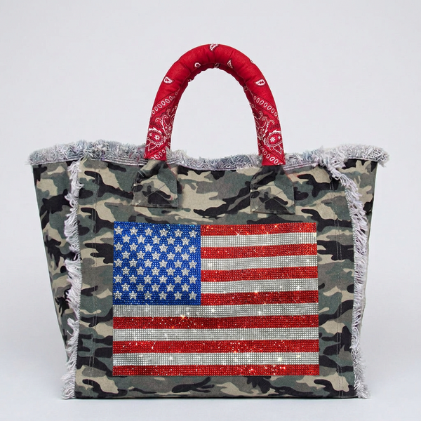 Usa Flag Canvas Fringe Bag