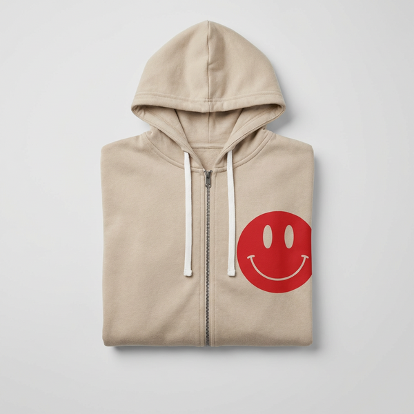 Red Big Smile Zip Up Hoodie SAMPLE SALE
