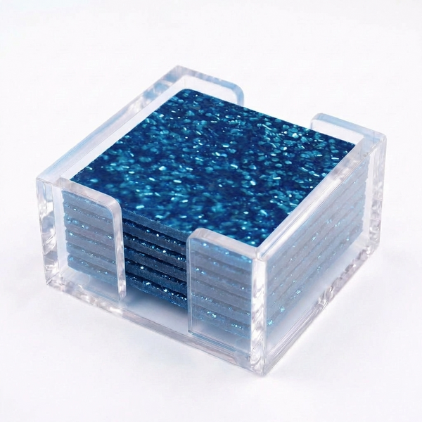 Acrylic Glitter Coasters – Blue