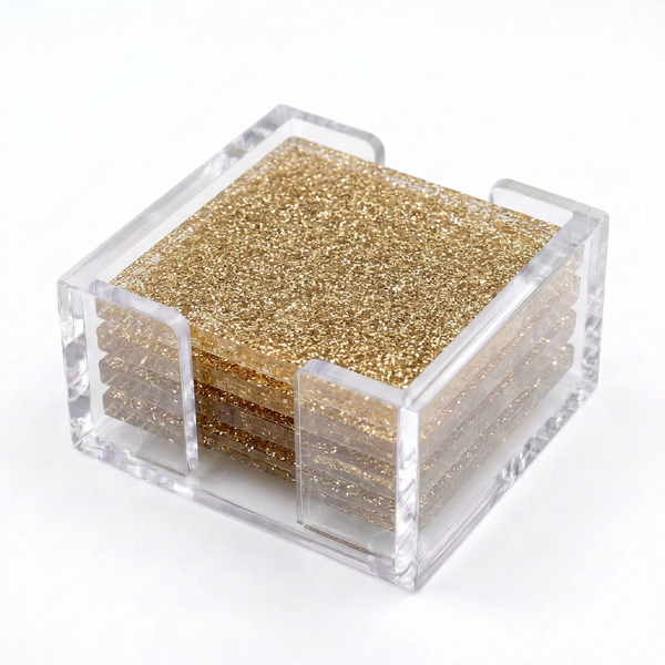 Acrylic Glitter Coasters – Gold