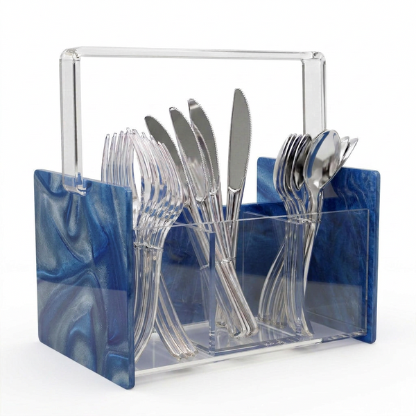 Acrylic Blue Ribbon Silverware Caddy