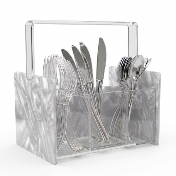 Acrylic White Ribbon Silverware