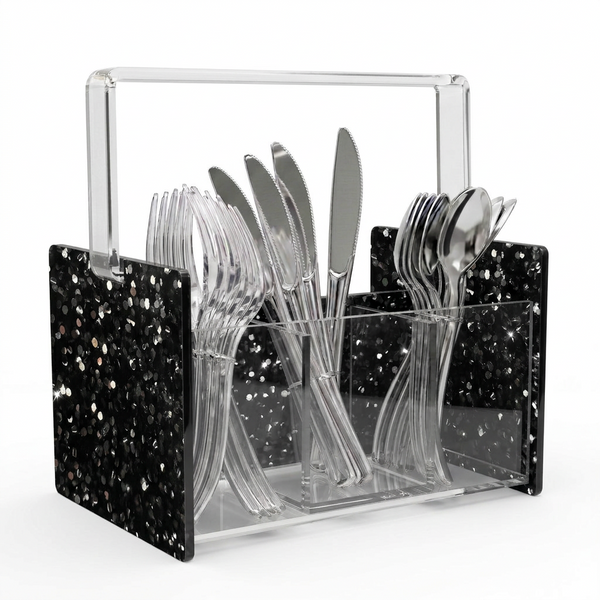 Acrylic Black Glitter Silverware