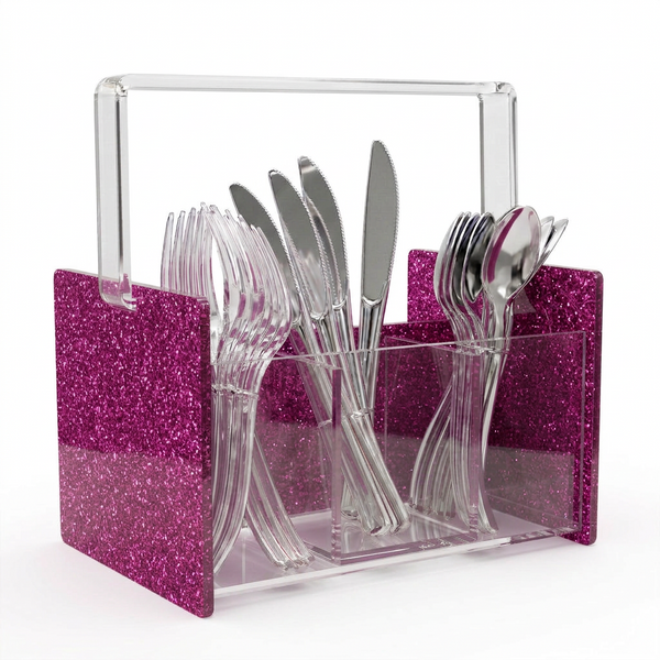 Acrylic Glitter Silverware Caddy