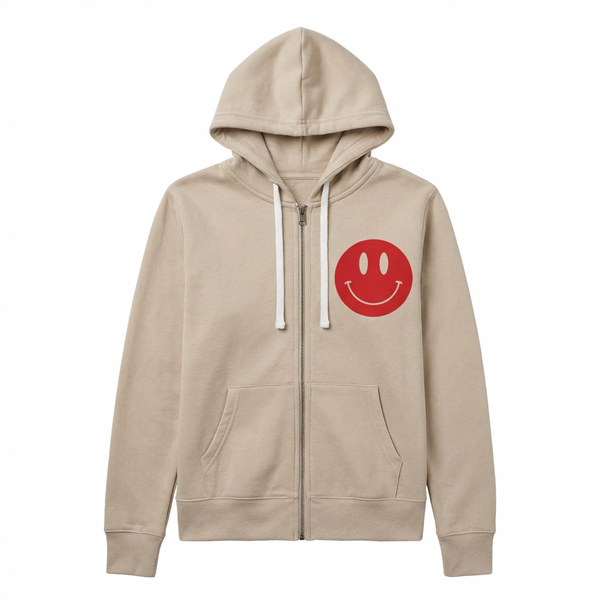Red Big Smile Zip Up Hoodie SAMPLE SALE