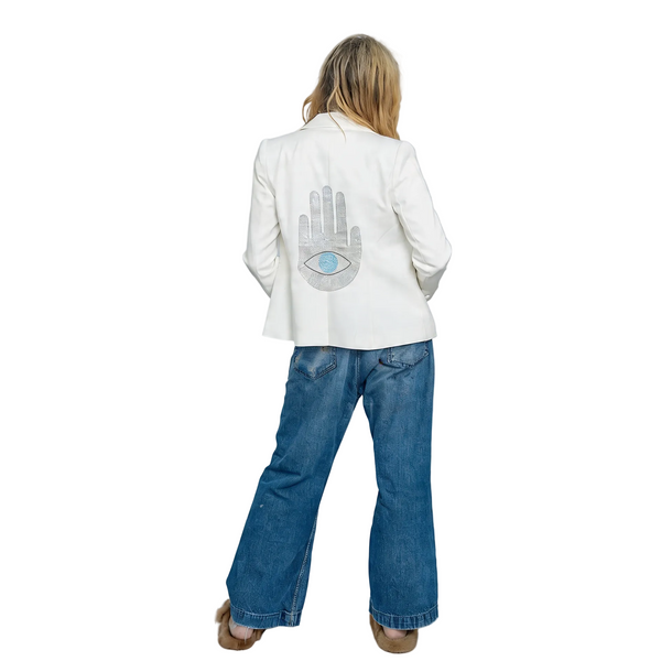 White Denim Blazer - Hamsah