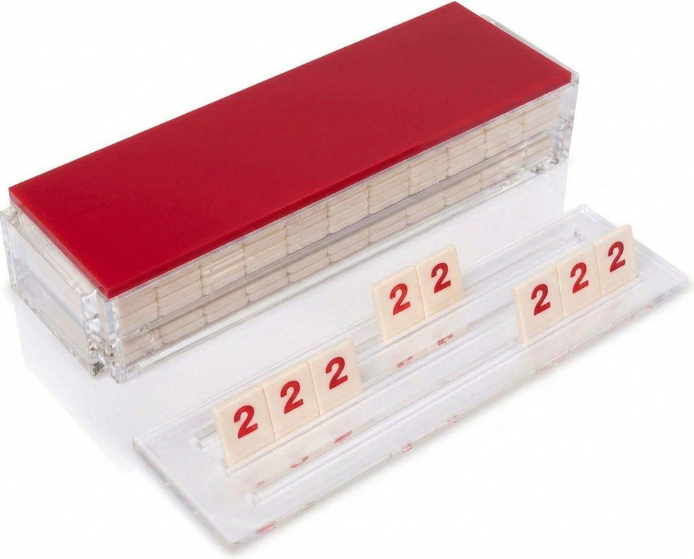 Lucite Rummikub Deluxe Clear Acrylic Rummikub Game Set – 106 Tiles & 4 Racks | Hipchik