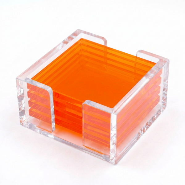 Acrylic See Through Orange Coasters