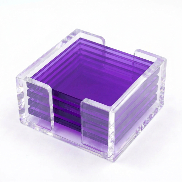 Acrylic See Through Purple Coasters