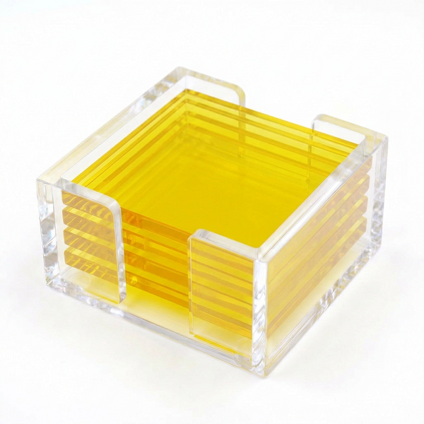 Acrylic See Through Yellow  Coasters