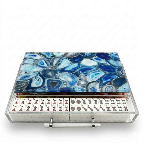 Mahjong Set Blue Agate - Acrylic