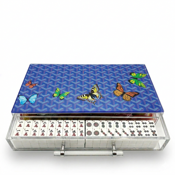 Mahjong Set Blue Butterflies - Acrylic