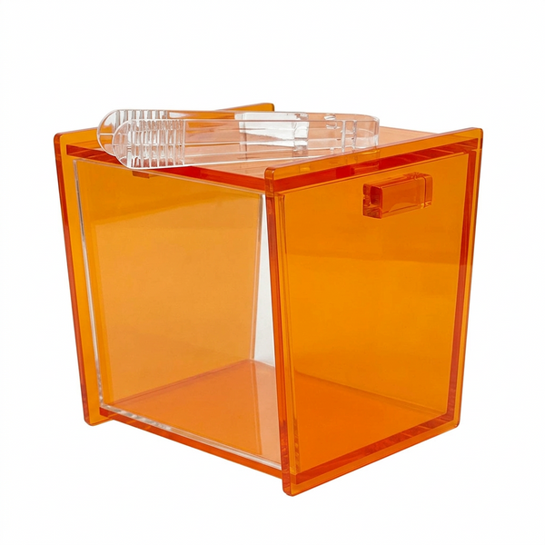 Acrylic Ice Bucket with Tongs – See Through Orange