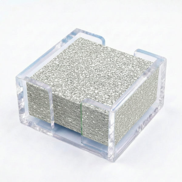 Acrylic Glitter Coasters – White